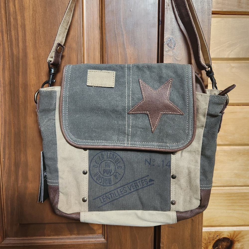 MYRA bag leather star shoulder bag with adjustable strap